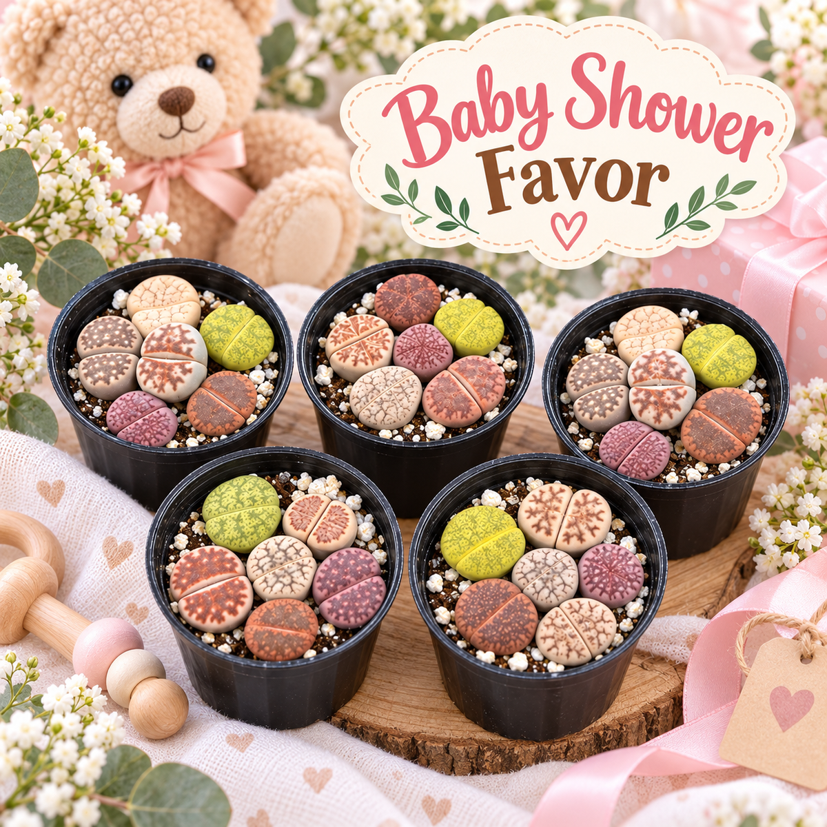 Potted Lithops Mix – 6 Living Stones in a 2" Pot | Succulent Gift